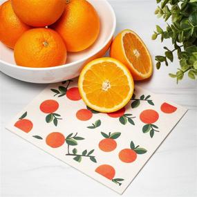 img 3 attached to 🍊 Eco-Friendly GMIcréatifs Swedish Dishcloths, 3 Pack with Oranges Print – Reusable Kitchen Cleaning Cloth, Machine Washable – 7.87”x6.88” Each