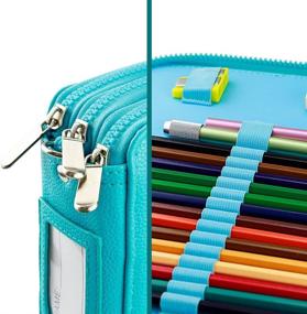 img 1 attached to YOUSHARES 120 Slot Colored Pencil Case – Premium 🖍️ PU Leather Pencil Holder for Watercolor Pencils (Green) with Compartments