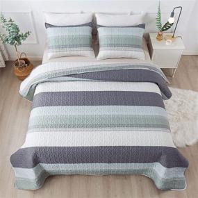 img 4 attached to Andency Striped Pillowcases Mint Lightweight