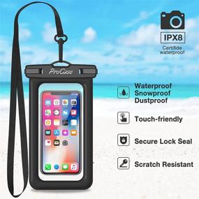 img 1 attached to 🏖️ ProCase Floating Waterproof Phone Pouch, 2-Pack Universal Float Underwater Dry Bag Case for iPhone 13 Pro Max, 12 Pro Max, 11, XS, XR, 8, 7 Plus, Galaxy, Pixel - Beach Swimming, Black (up to 7.0")