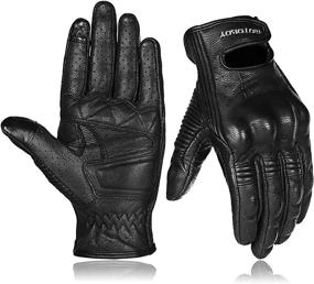 img 4 attached to 🧤 Motoboy Leather Motorcycle Gloves: Breathable Motorbike Riding Gloves with Touch Screen & Knuckle Protector (Perforated Black, X-Large)