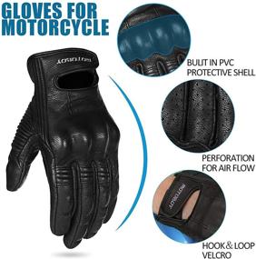 img 2 attached to 🧤 Motoboy Leather Motorcycle Gloves: Breathable Motorbike Riding Gloves with Touch Screen & Knuckle Protector (Perforated Black, X-Large)