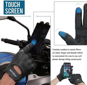 img 3 attached to 🧤 Motoboy Leather Motorcycle Gloves: Breathable Motorbike Riding Gloves with Touch Screen & Knuckle Protector (Perforated Black, X-Large)