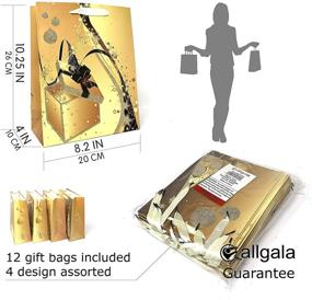 img 1 attached to 🎁 Allgala 12-PC Premium Golden Printed Gift Bags - Elegant and Versatile!