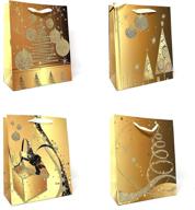 🎁 allgala 12-pc premium golden printed gift bags - elegant and versatile! logo