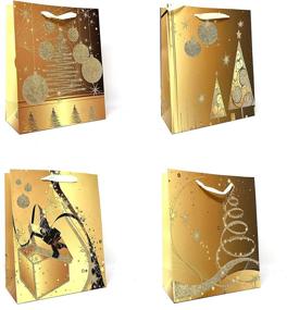 img 2 attached to 🎁 Allgala 12-PC Premium Golden Printed Gift Bags - Elegant and Versatile!