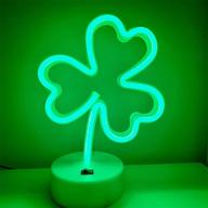 🍀 enuoli led neon green clover night light: usb & battery powered | best décor for parties, camping, kids room, bedroom, bar логотип