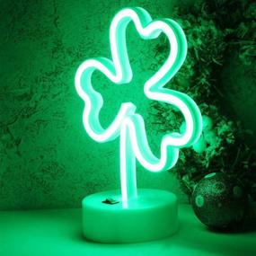 img 1 attached to 🍀 ENUOLI LED Neon Green Clover Night Light: USB & Battery Powered | Best Décor for Parties, Camping, Kids Room, Bedroom, Bar