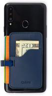 📱 qubra leather phone wallet stick on: secure adhesive card holder for iphone, android & more (navy) logo