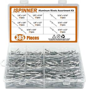 img 4 attached to 🔩 Ultimate Aluminum Rivets Assortment: Explore ISPINNER's 385Pcs Package