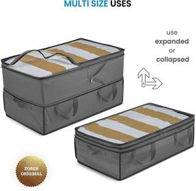 img 3 attached to Adjustable Expandable Clothes Storage Bags - 2 Pack [70L Capacity] - Compact Under Bed 📦 Storage or Large Clothing Storage Bag - Reinforced Carry Handles - Ideal for Comforter Blanket Bedding