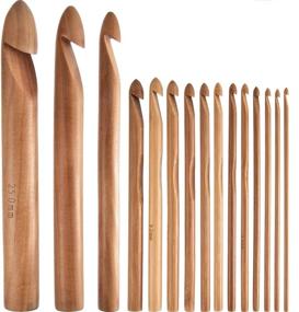 img 4 attached to 🧶 15-Piece Handcrafted Wooden Bamboo Crochet Hooks Set: Knitting Needles for Yarn Craft (3-25mm Diameters)
