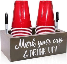 img 4 attached to 🍻 Zingoetrie Double Solo Cup Holder - Wood Party Cup Organizer Storage, Dispenser & Marking for Bathroom, Kitchen, Bar Counters - Rustic Farmhouse Home Party Décor