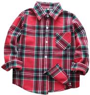 👕 premium flannel cotton boys' button sleeve blouse: stylish tops, tees & shirts logo