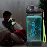 lightzz kids water bottle with glowing 3d wolf led light - 14 oz tritan bpa free - creative travel cup wolf gift for school kid boy child holiday camping picnic логотип