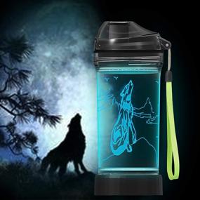 img 3 attached to Lightzz Kids Water Bottle with Glowing 3D Wolf LED Light - 14 OZ Tritan BPA Free - Creative Travel Cup Wolf Gift for School Kid Boy Child Holiday Camping Picnic