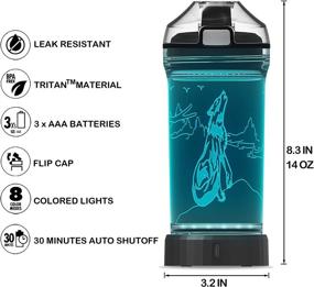 img 2 attached to Lightzz Kids Water Bottle with Glowing 3D Wolf LED Light - 14 OZ Tritan BPA Free - Creative Travel Cup Wolf Gift for School Kid Boy Child Holiday Camping Picnic