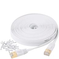 🔌 25 ft shielded cat 7 ethernet cable – high speed flat lan wire for router, modem – white, slim & solid patch cord, faster than cat5e/cat5/cat6 network, rj45 connectors logo