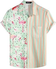 img 4 attached to 🌺 Hawaiian Flamingo Shirts for Men - VATPAVE Casual Clothing in Shirts