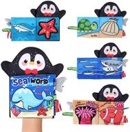 vanmor baby soft cloth book: interactive sea animal tail activity book with hand puppet - perfect educational toy for babies, infants, and toddlers logo