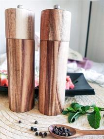 img 2 attached to 🌲 Sustainable Wood Salt and Pepper Grinder Set with Adjustable Coarseness - Includes Bonus Spoon. Plant a Tree with Purchase!