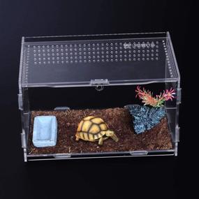 img 3 attached to 🦎 POPETPOP Acrylic Reptile Breeding Box - Portable Terrarium Containers for Mini Pet Houses - Reptile Terrarium Habitat