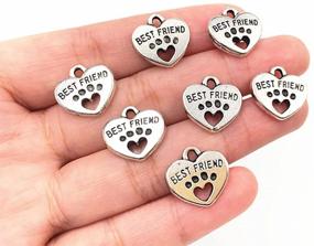 img 2 attached to 🐾 30pcs Silver Tone Heart Shape Pet Paw Print Best Friend Paw in Heart Double-Sided Pendant for DIY Bracelet Necklace DIY Jewelry Making Findings: SEO-friendly Edition