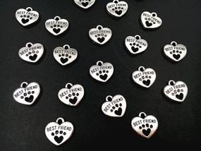 img 1 attached to 🐾 30pcs Silver Tone Heart Shape Pet Paw Print Best Friend Paw in Heart Double-Sided Pendant for DIY Bracelet Necklace DIY Jewelry Making Findings: SEO-friendly Edition