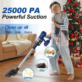 img 3 attached to 🧹 Cordless Stick Vacuum Cleaner - 265W 25Kpa Suction Power, 4000mAh Rechargeable Battery, Up to 60-minute Runtime - 8-in-1 LED Lightweight Pet Hair Carpet Hard Floor Vacuum by UMLo V111