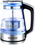 🔌 bonsenkitchen electric kettle: 1500w glass tea kettle with variable temperature control, led indicator & safety features - 1.7l cordless water heater логотип