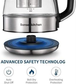 img 2 attached to 🔌 Bonsenkitchen Electric Kettle: 1500W Glass Tea Kettle with Variable Temperature Control, LED Indicator & Safety Features - 1.7L Cordless Water Heater