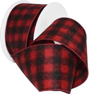 🖤 red and black flannel buffalo plaid wired ribbon - 2.5 inches x 10 yards by morex ribbon logo