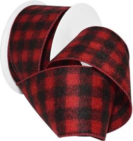 img 4 attached to 🖤 Red and Black Flannel Buffalo Plaid Wired Ribbon - 2.5 inches x 10 Yards by Morex Ribbon