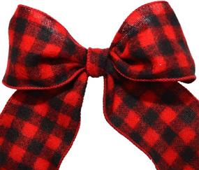 img 2 attached to 🖤 Red and Black Flannel Buffalo Plaid Wired Ribbon - 2.5 inches x 10 Yards by Morex Ribbon