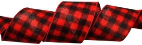 img 3 attached to 🖤 Red and Black Flannel Buffalo Plaid Wired Ribbon - 2.5 inches x 10 Yards by Morex Ribbon