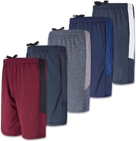 img 4 attached to 🩳 Stay Comfortable and Organized: 5-Pack Youth Dry-Fit Active Athletic Basketball Gym Shorts with Pockets for Boys & Girls