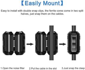 img 2 attached to 🔒 Roctee EMI RFI Шумофильтр кабеля-кольцо - 12 шт Ферритовый дроссельный зажим для подавления шума - Электронные сердечники феррита для провода диаметром 3.5 мм (Черный)