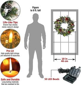 img 2 attached to 18-Inch Christmas Wreath with LED Lights: Artificial Red Berries, Pine Cones, and Snowflake Front Door Decorations for Walls, Fireplaces, Room, and Outdoor Christmas Decorations