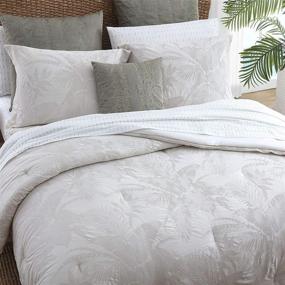 img 1 attached to 🌸 Tommy Bahama Abalone Collection, Queen Size Soft and Breathable Comforter Set, 100% Cotton, All Season Bedding, Pre-Washed for Extra Softness, Beige