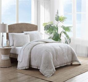 img 3 attached to 🌸 Tommy Bahama Abalone Collection, Queen Size Soft and Breathable Comforter Set, 100% Cotton, All Season Bedding, Pre-Washed for Extra Softness, Beige