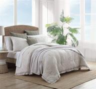 🌸 tommy bahama abalone collection, queen size soft and breathable comforter set, 100% cotton, all season bedding, pre-washed for extra softness, beige logo