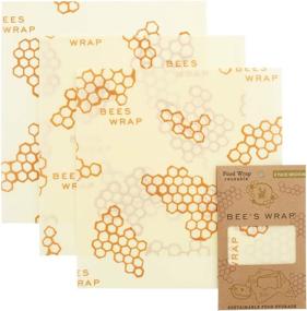 img 4 attached to 🐝 Medium 3 Pack Bee's Wrap - Certified Organic Cotton, Made in the USA - Plastic & Silicone Free, Reusable Beeswax Food Wraps - Medium Size (10" x 11")