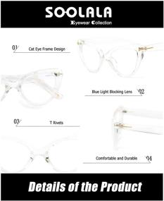 img 1 attached to SOOLALA Women's Cat Eye Readers Eyeglasses with Blue Light Blocking Lens for Optimal Eye Comfort