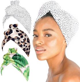 img 4 attached to Ultra Soft Hair Towel Wrap for Women: Kitsch Microfiber Hair Turban for Quick Drying, Easy Twist Hair Towels, Super Absorbent, and After Spa Hair Towel (Micro Dot)