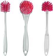 🧹 efficient casabella cleaning brushes: round dish, bottle, and slim sports bottle - set of 3 - red logo