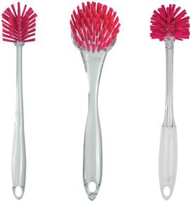 img 1 attached to 🧹 Efficient Casabella Cleaning Brushes: Round Dish, Bottle, and Slim Sports Bottle - Set of 3 - Red