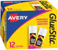 🔒 avery glue stick white, washable, nontoxic, 1.27 oz. permanent glue stic, 12pk (00196): high-quality adhesive sticks for long-lasting bonding and mess-free usage! logo