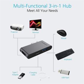 img 3 attached to 💻 Enhance Your MacBook Experience with HomeSpot 3-in-1 USB Type-C Hub: HDMI 4K Video Output & USB 3.0 Port Ultra Slim in Elegant Grey