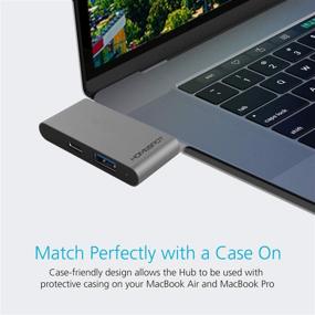 img 1 attached to 💻 Enhance Your MacBook Experience with HomeSpot 3-in-1 USB Type-C Hub: HDMI 4K Video Output & USB 3.0 Port Ultra Slim in Elegant Grey