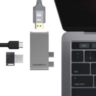 💻 enhance your macbook experience with homespot 3-in-1 usb type-c hub: hdmi 4k video output & usb 3.0 port ultra slim in elegant grey logo
